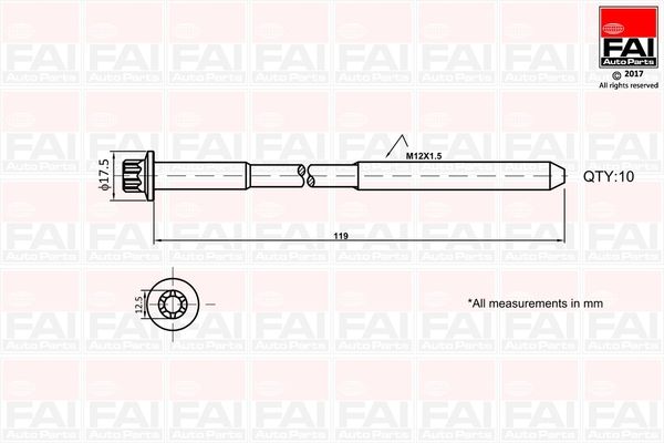 FAI AUTOPARTS Комплект болтов головки цилидра B1401